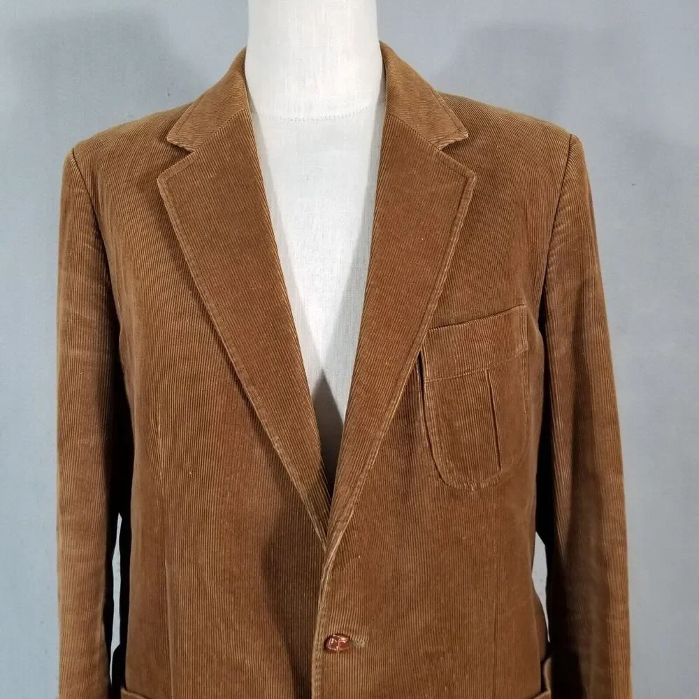 Brad Whitney sport coat jacket men's 46L‎ brown corduroy vintage cotton
